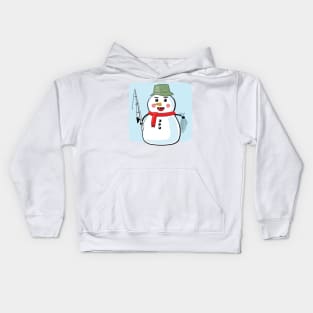 Snowman Fisher - Funny Illustration Kids Hoodie